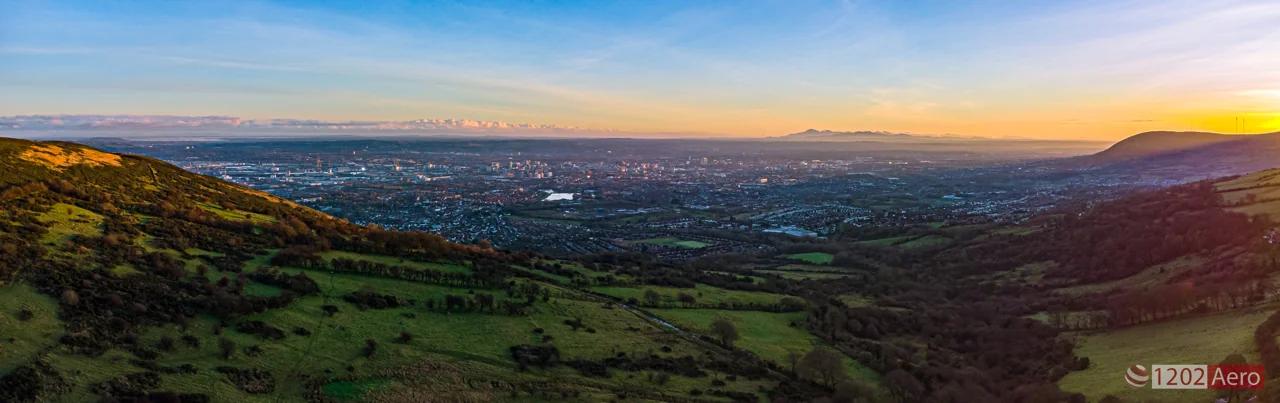 Mourne Mountains in distance (32 miles)